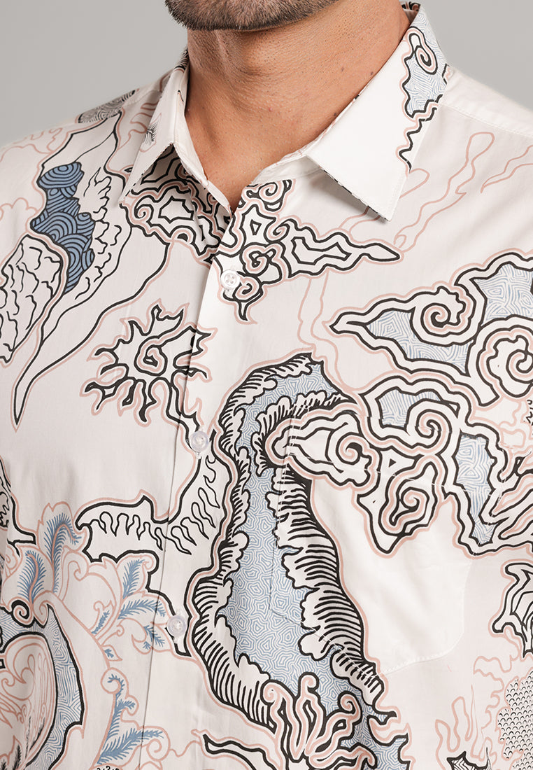 MOC Kemeja Batik Pria Lengan Pendek Warsito - Beige