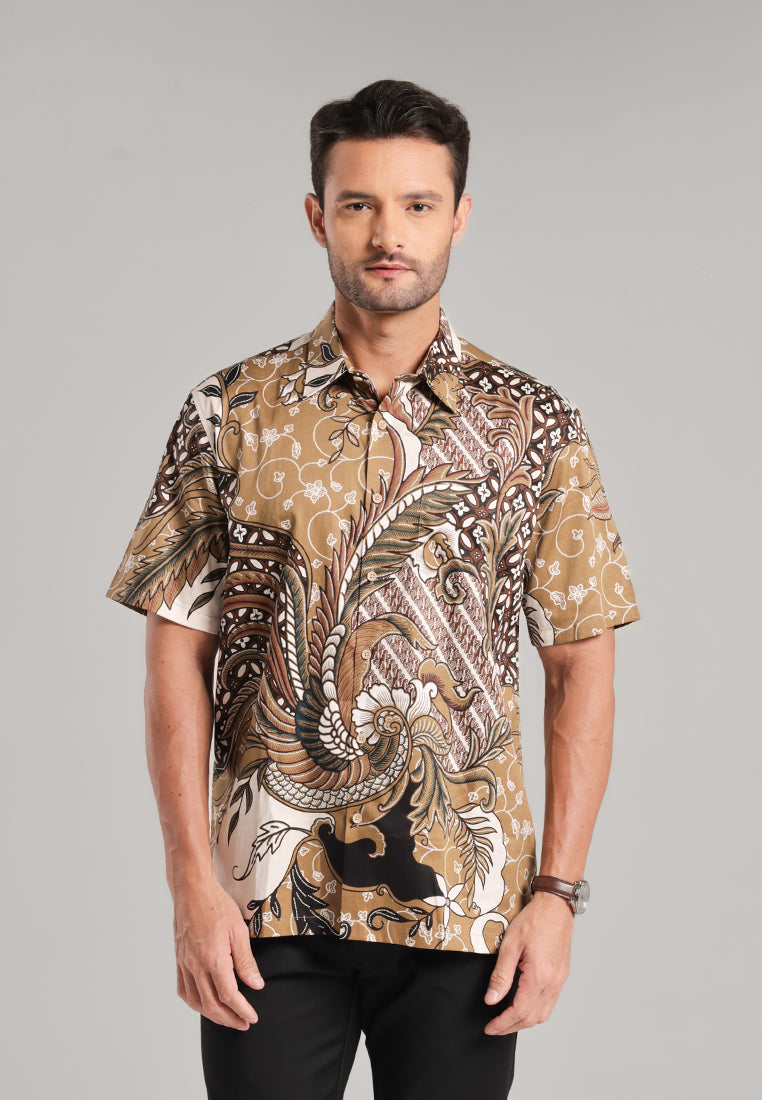 MOC Kemeja Batik Pria Lengan Pendek Ginanjar - Brown