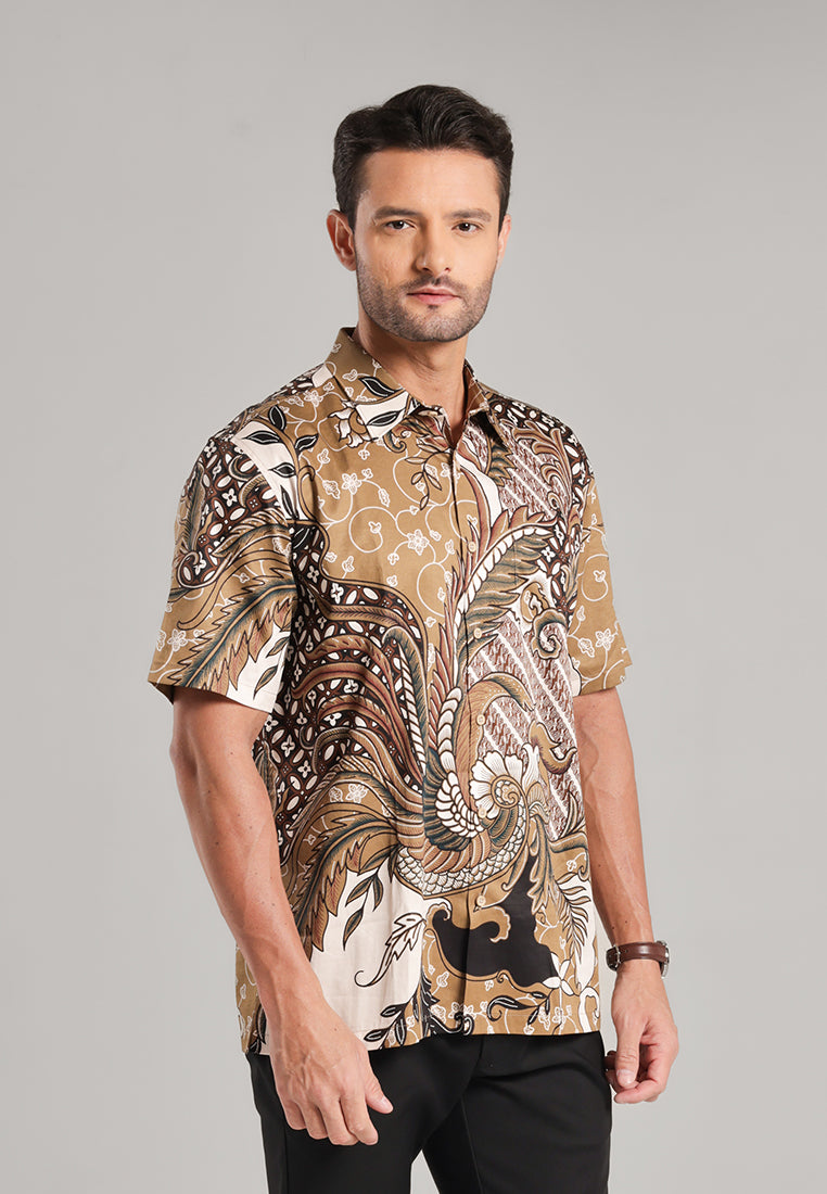 MOC Kemeja Batik Pria Lengan Pendek Ginanjar - Brown