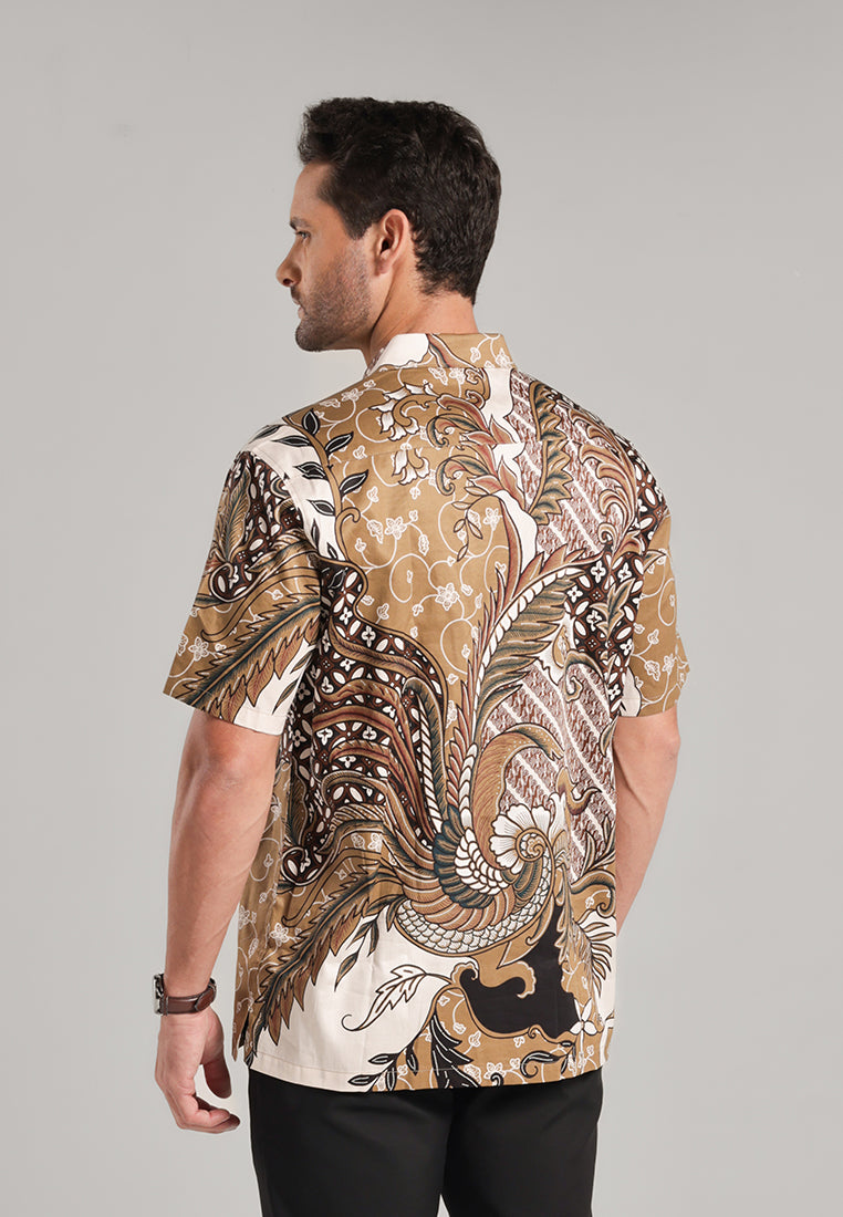 MOC Kemeja Batik Pria Lengan Pendek Ginanjar - Brown