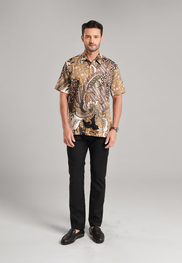 MOC Kemeja Batik Pria Lengan Pendek Ginanjar - Brown