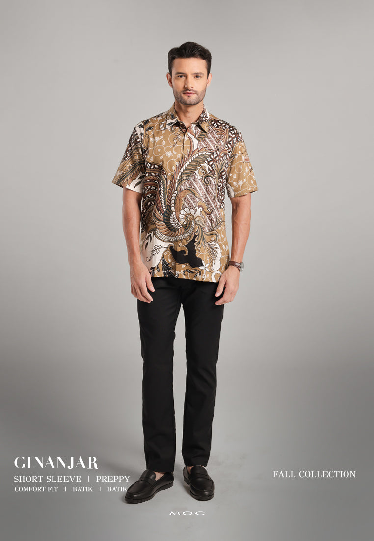 MOC Kemeja Batik Pria Lengan Pendek Ginanjar - Brown