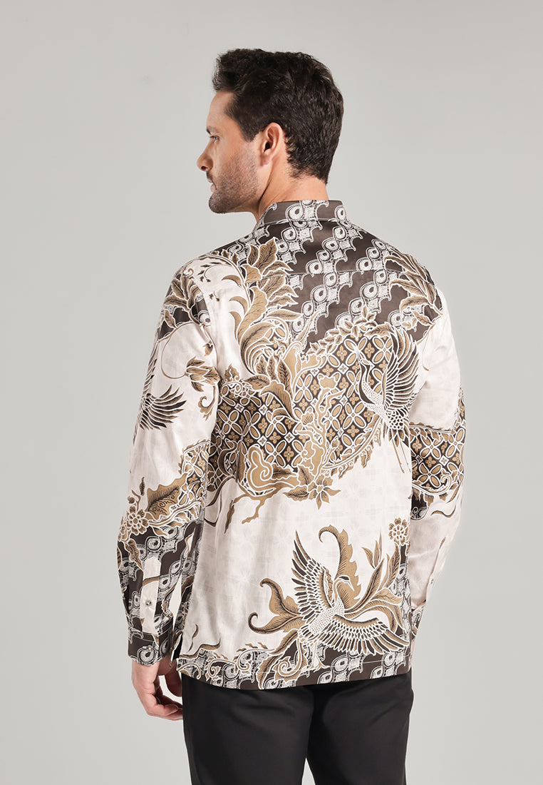 MOC Kemeja Batik Pria Lengan Panjang Singaparna - Beige