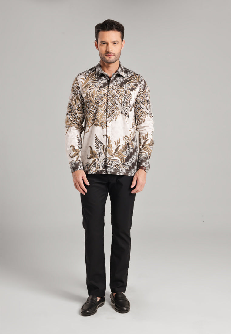 MOC Kemeja Batik Pria Lengan Panjang Singaparna - Beige
