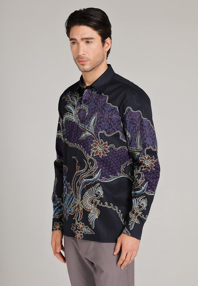 MOC Kemeja Batik Lengan Panjang Pria Indrawarman- Black