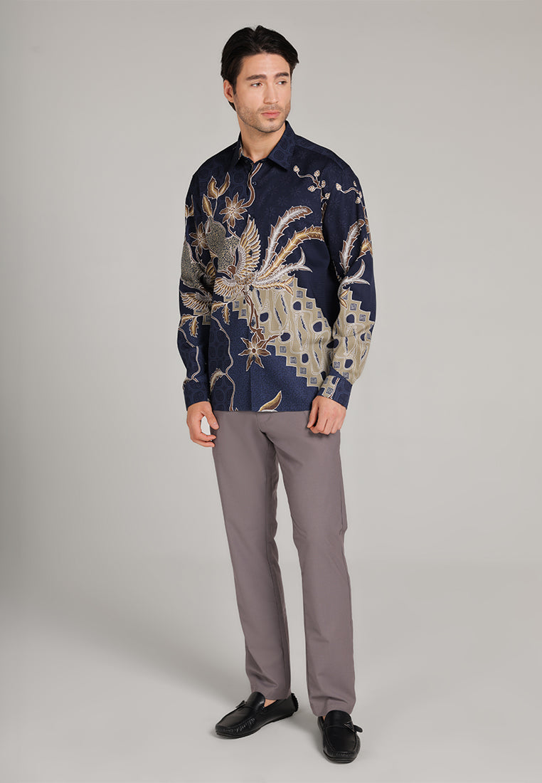 MOC - Kemeja Batik Pria Lengan Panjang Adiluhung - Navy