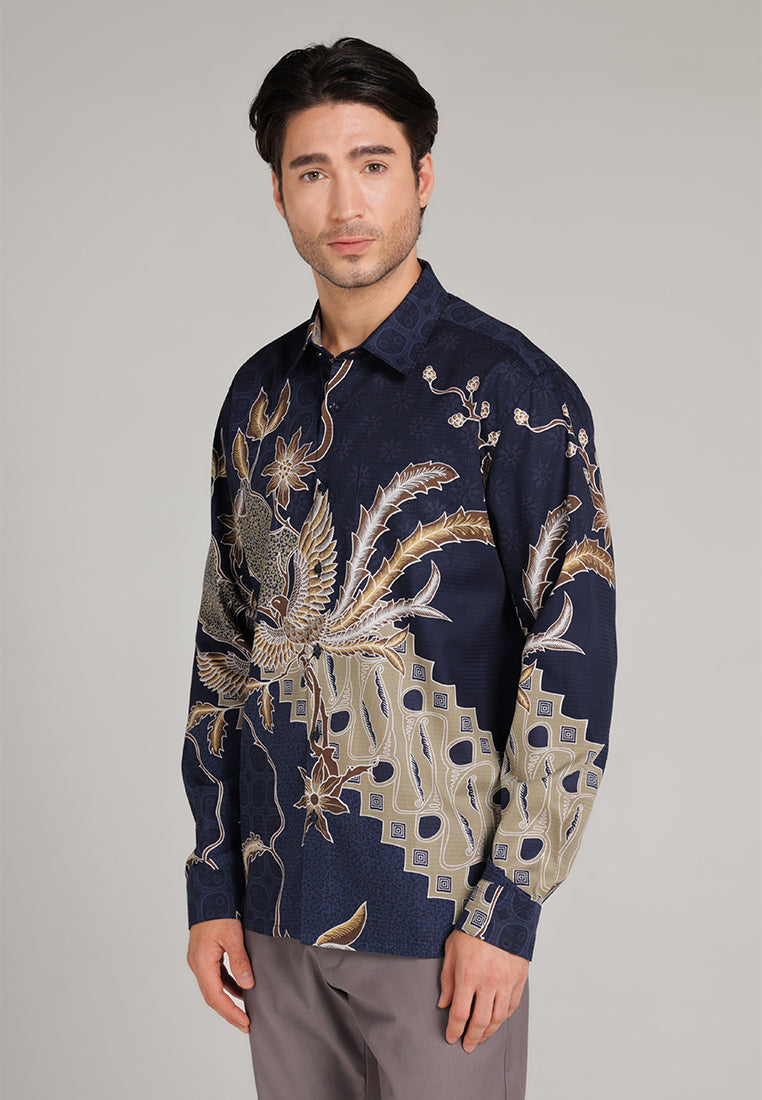 MOC - Kemeja Batik Pria Lengan Panjang Adiluhung - Navy
