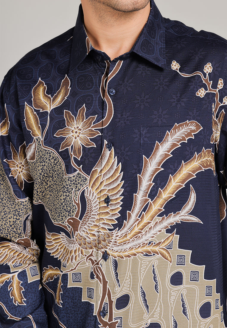 MOC - Kemeja Batik Pria Lengan Panjang Adiluhung - Navy