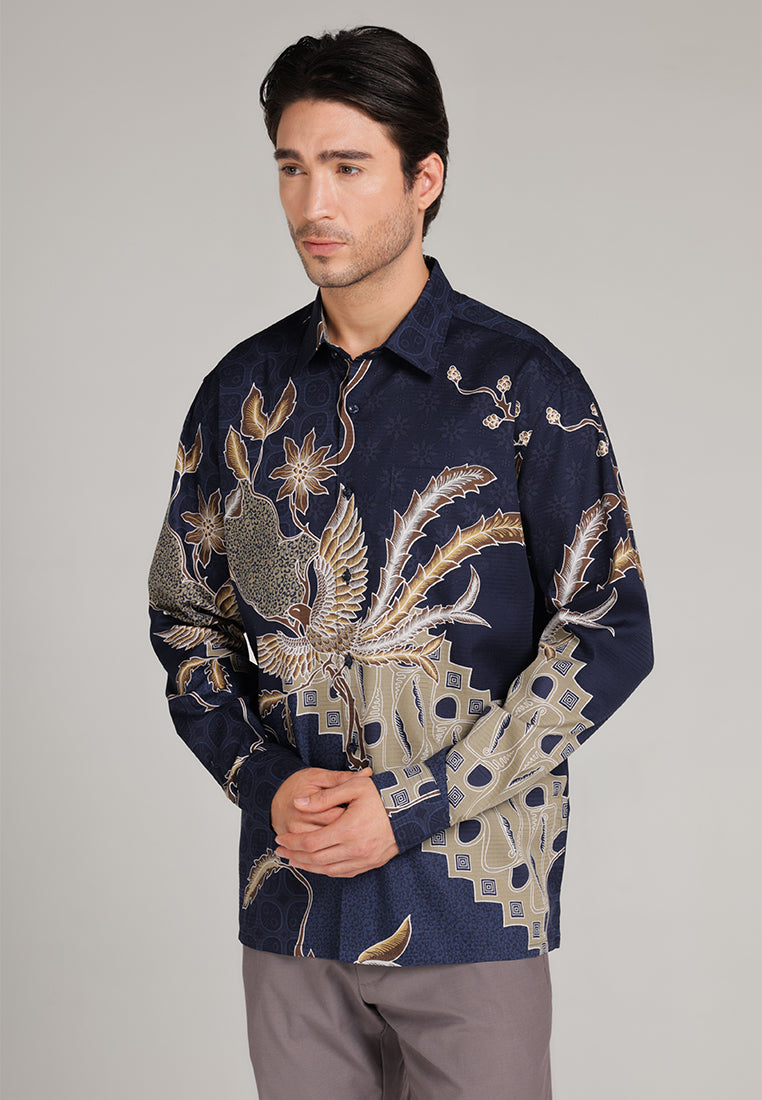 MOC - Kemeja Batik Pria Lengan Panjang Adiluhung - Navy