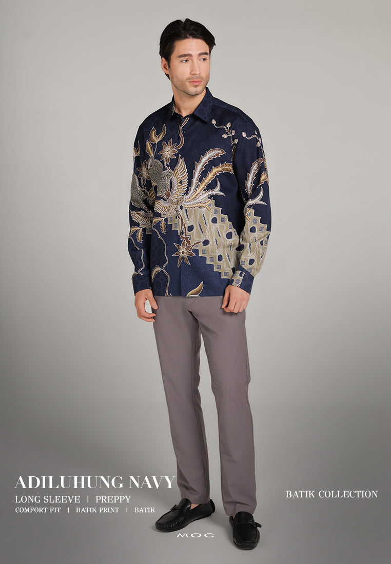 MOC - Kemeja Batik Pria Lengan Panjang Adiluhung - Navy