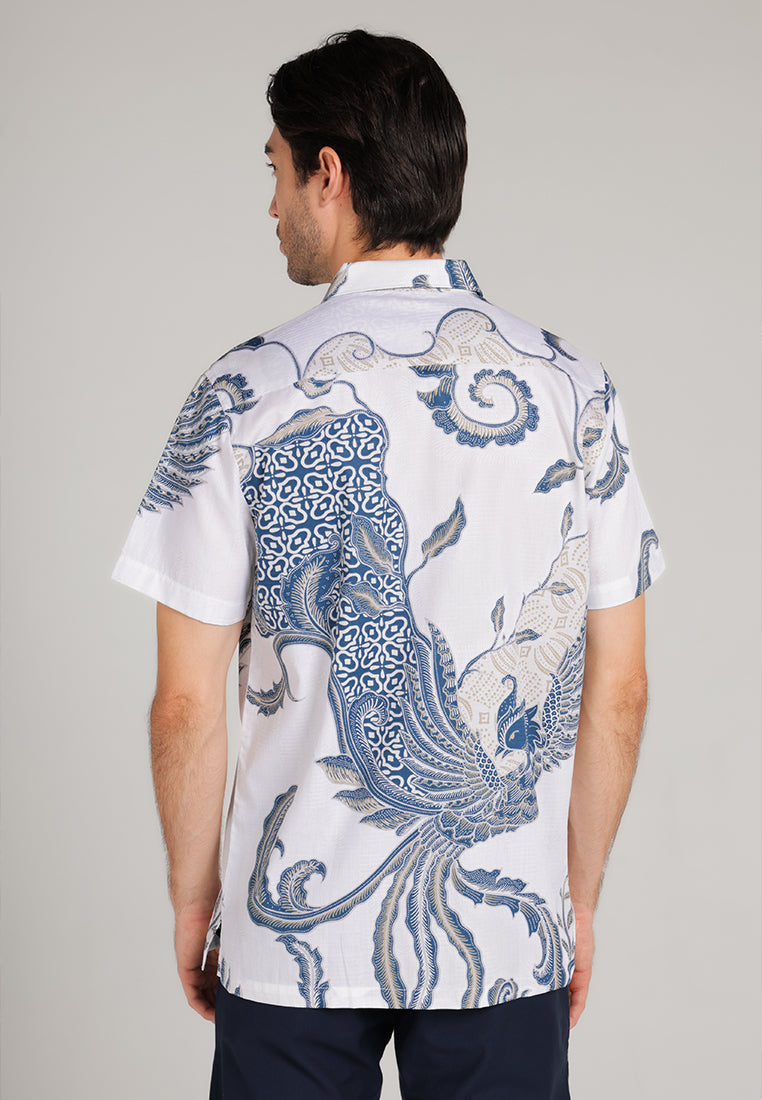MOC - Kemeja Batik Pria Lengan Pendek Anggoro - White
