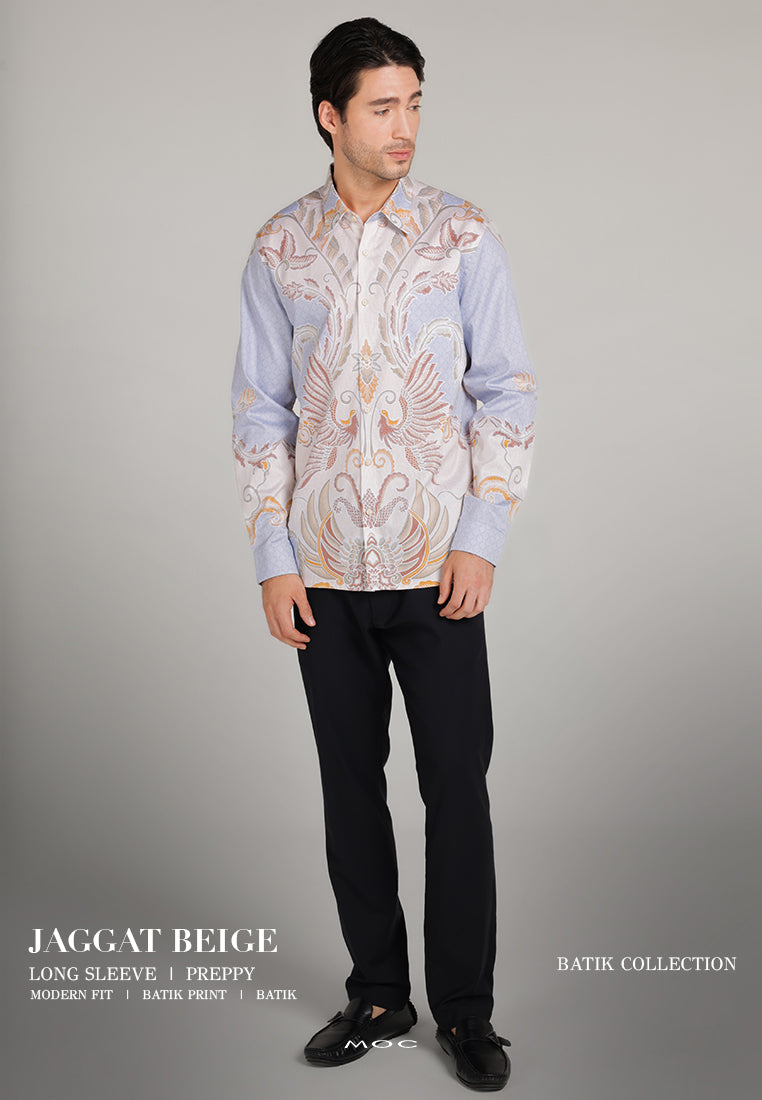 MOC Kemeja Batik Lengan Panjang Pria Jaggat - Beige