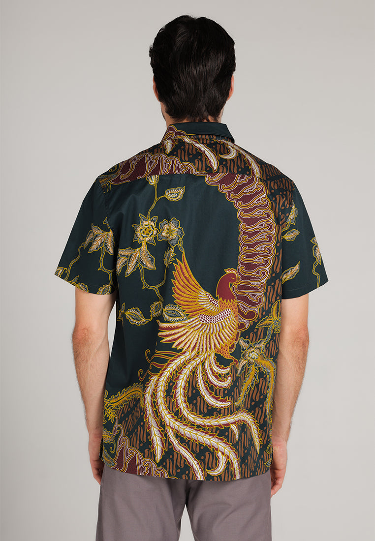 MOC Kemeja Batik Pria Lengan Pendek Trisna - Green Dark