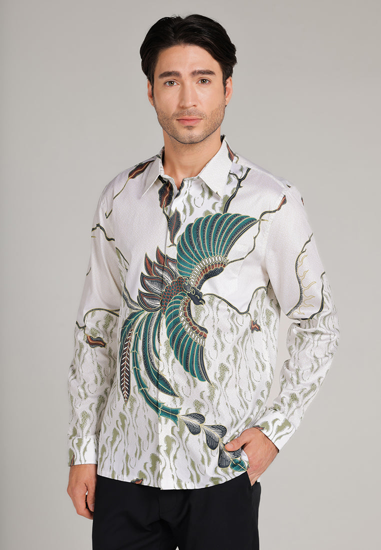 MOC Kemeja Batik Lengan Panjang Pria Wicaksana - Beige