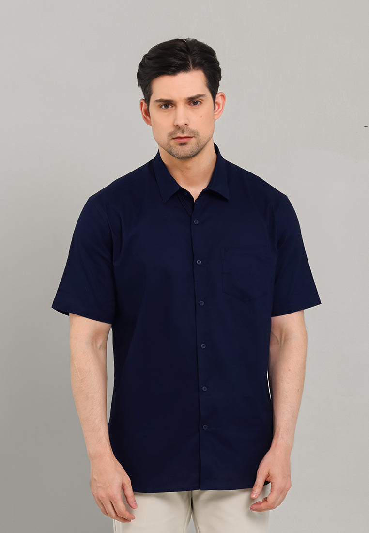 MOC Kemeja Lengan Pendek Pria Ehno - Navy