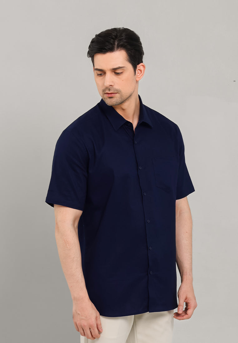 MOC Kemeja Lengan Pendek Pria Ehno - Navy
