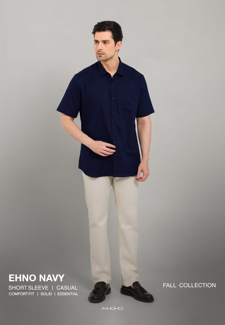 MOC Kemeja Lengan Pendek Pria Ehno - Navy