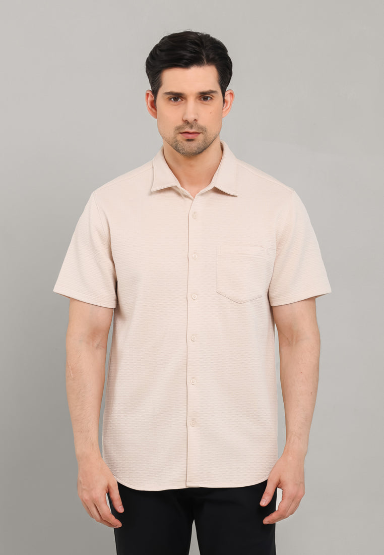 MOC Kemeja Lengan Pendek Pria Burnet - Beige