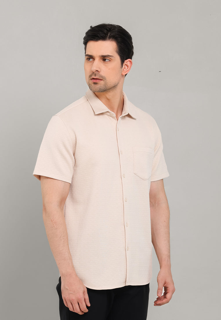 MOC Kemeja Lengan Pendek Pria Burnet - Beige