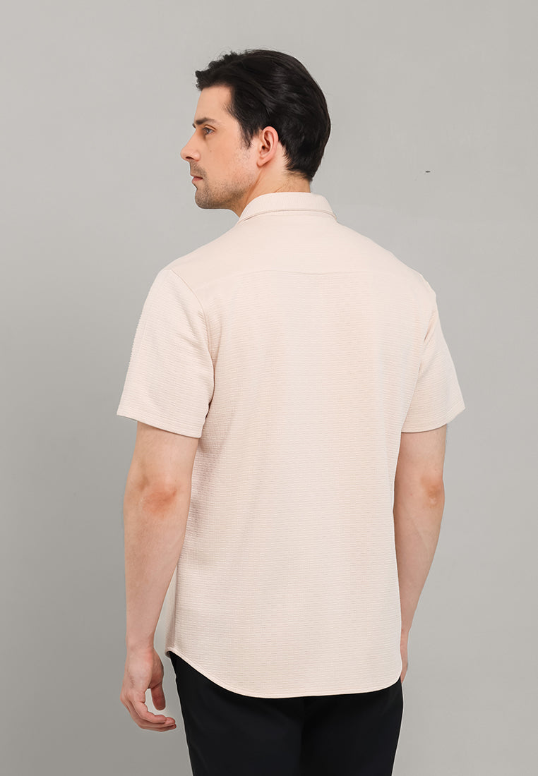 MOC Kemeja Lengan Pendek Pria Burnet - Beige