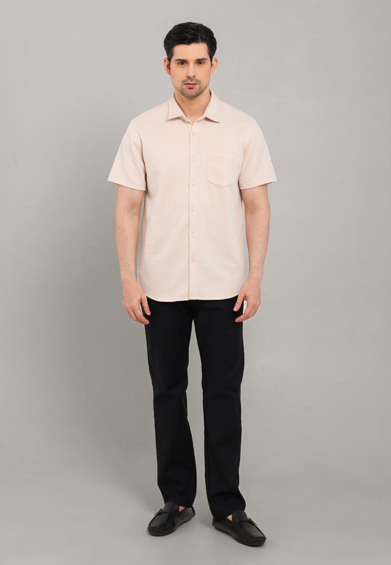 MOC Kemeja Lengan Pendek Pria Burnet - Beige