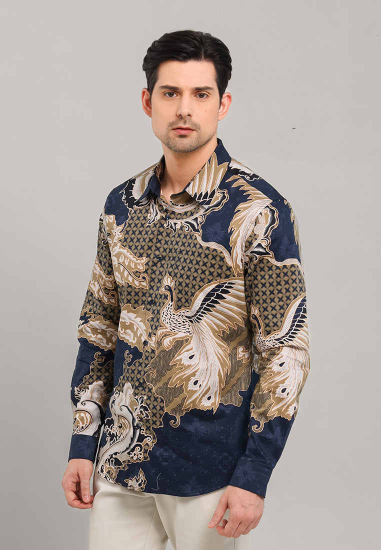 MOC - Kemeja Batik Pria Lengan Panjang Arga - Navy