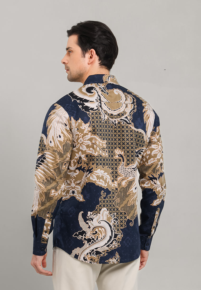 MOC - Kemeja Batik Pria Lengan Panjang Arga - Navy