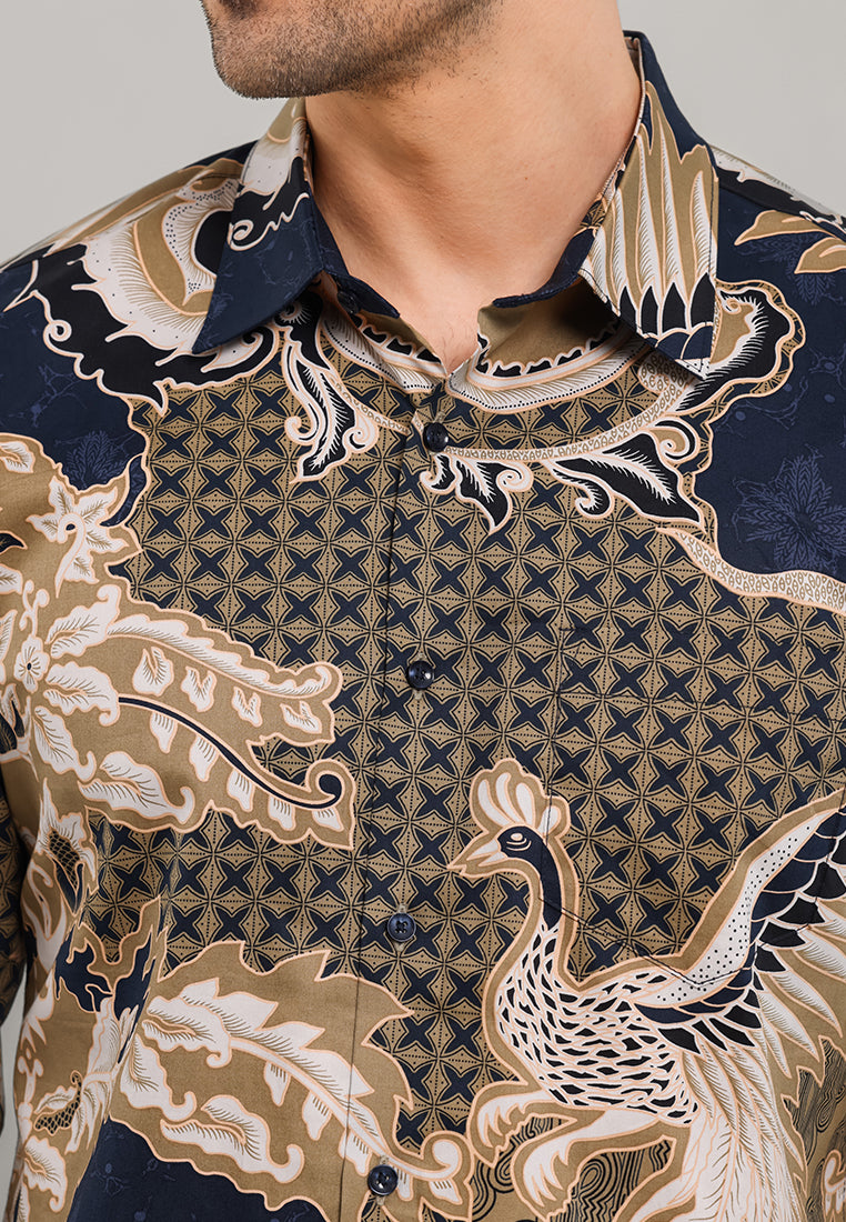 MOC - Kemeja Batik Pria Lengan Panjang Arga - Navy