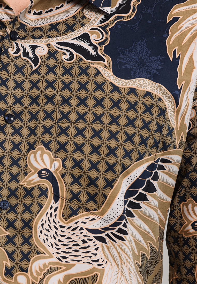 MOC - Kemeja Batik Pria Lengan Panjang Arga - Navy