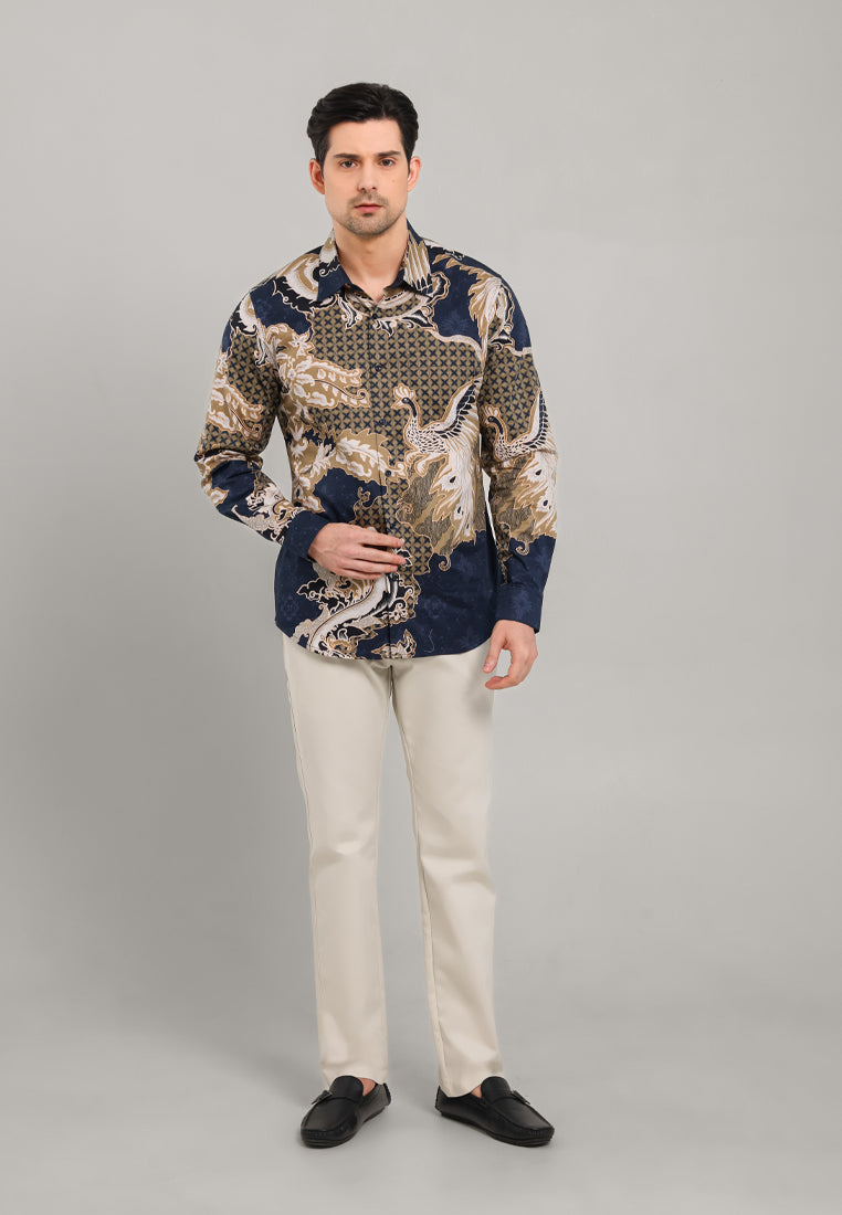 MOC - Kemeja Batik Pria Lengan Panjang Arga - Navy