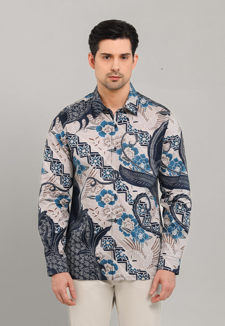 MOC - Kemeja Batik Pria Lengan Panjang Angga - Navy