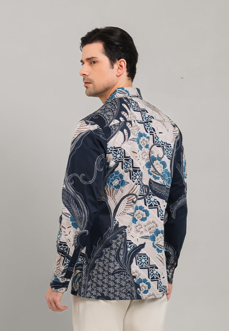 MOC - Kemeja Batik Pria Lengan Panjang Angga - Navy