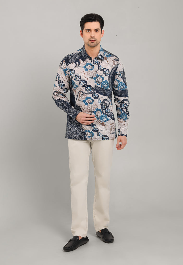 MOC - Kemeja Batik Pria Lengan Panjang Angga - Navy