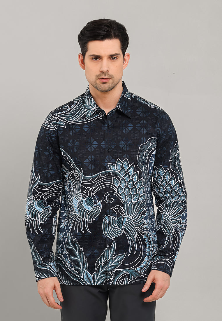MOC - Kemeja Batik Pria Lengan Panjang Rudsaka - Black
