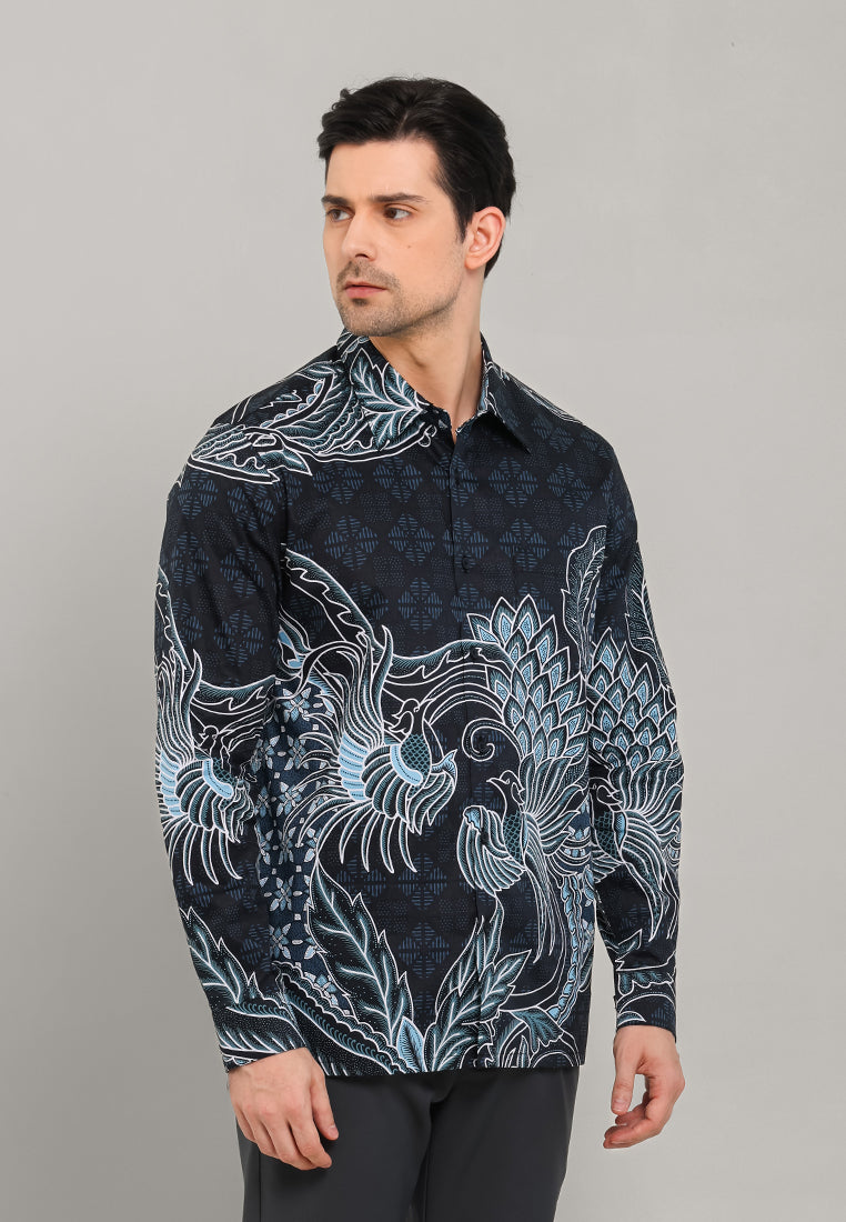 MOC - Kemeja Batik Pria Lengan Panjang Rudsaka - Black
