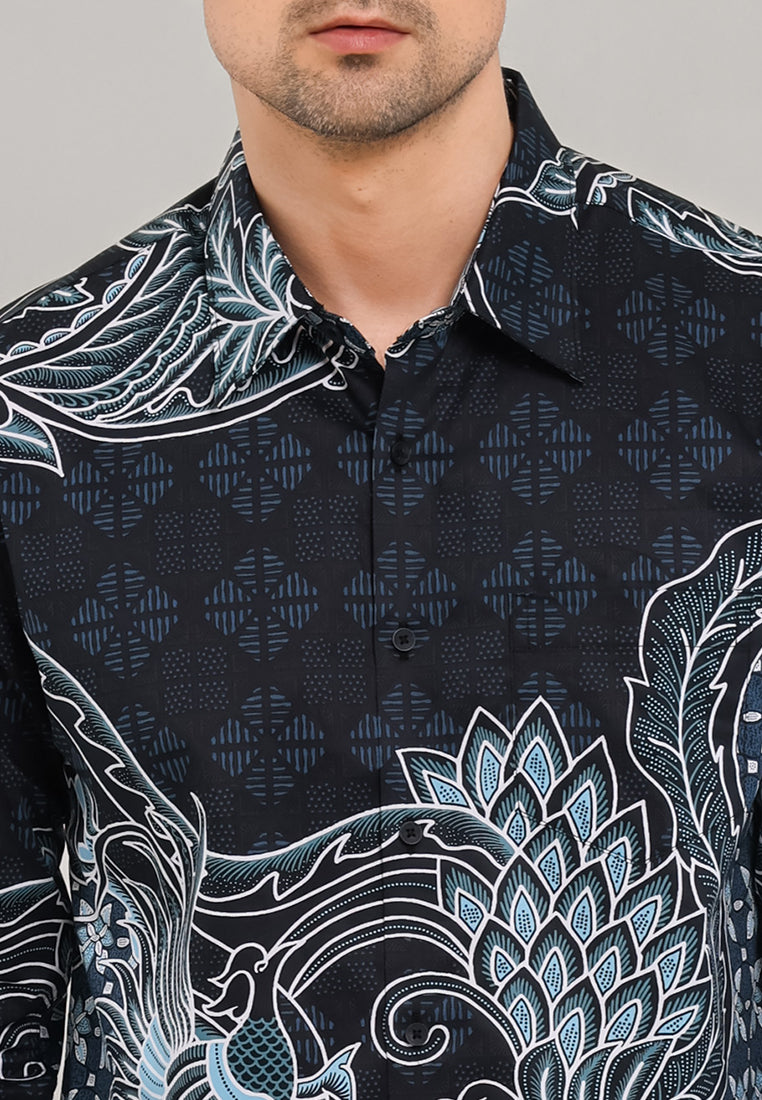 MOC - Kemeja Batik Pria Lengan Panjang Rudsaka - Black