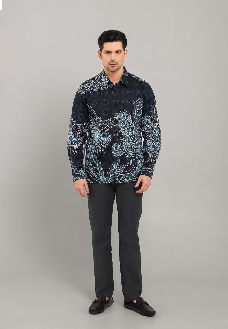 MOC - Kemeja Batik Pria Lengan Panjang Rudsaka - Black