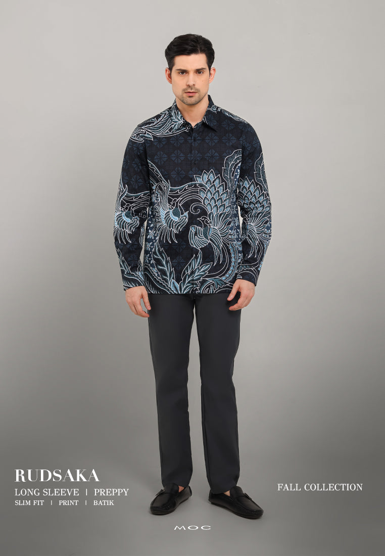 MOC - Kemeja Batik Pria Lengan Panjang Rudsaka - Black