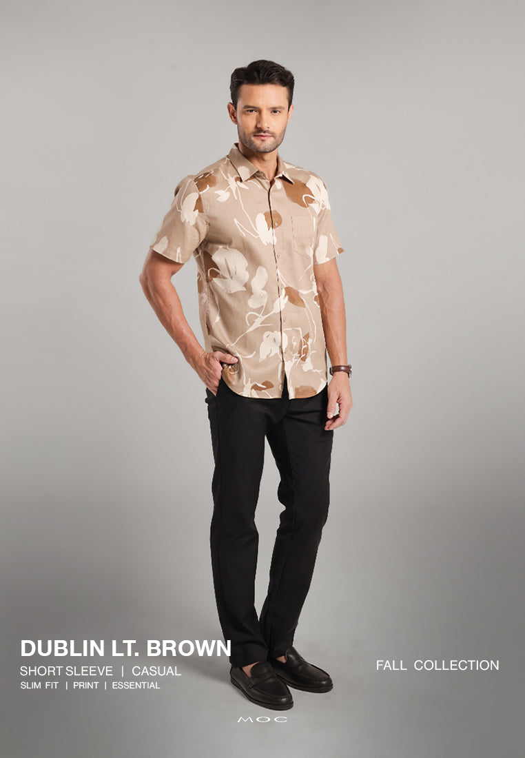 MOC Kemeja Lengan Pendek Pria Dublin - Light Brown