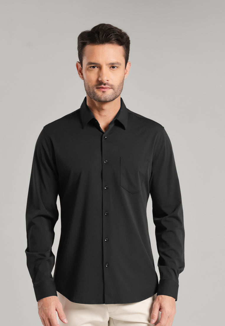 MOC - Kemeja Polos Pria Lengan Panjang Laredo - Black