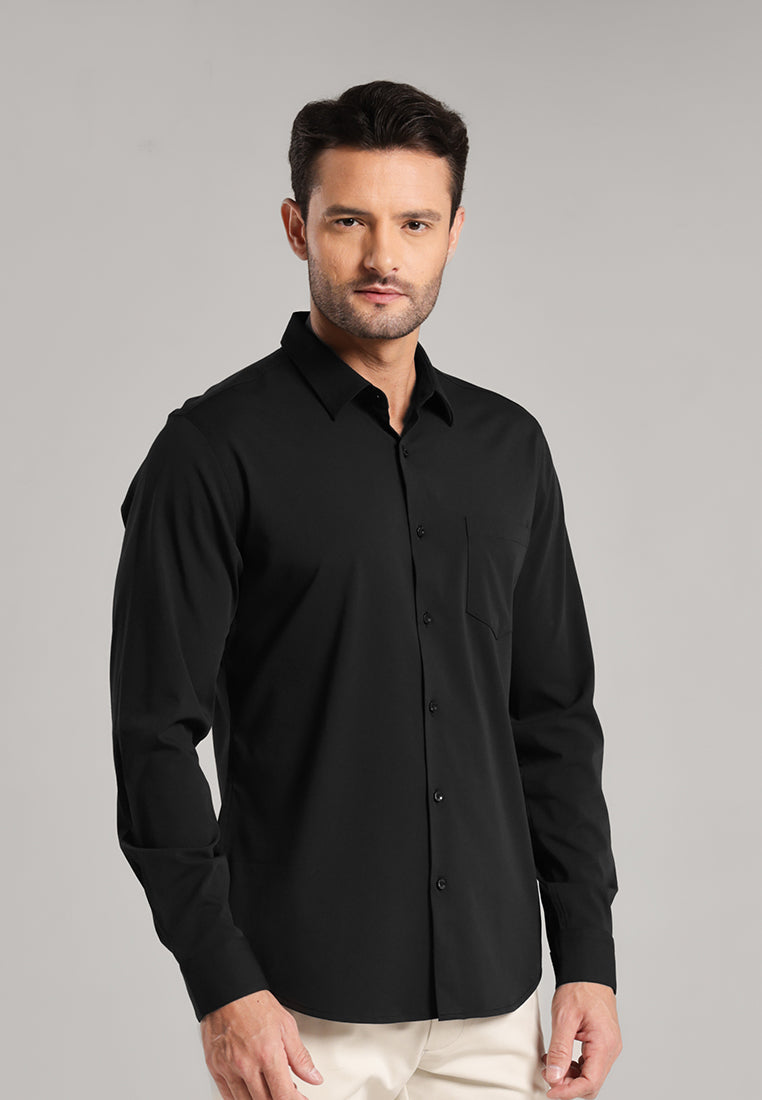 MOC - Kemeja Polos Pria Lengan Panjang Laredo - Black