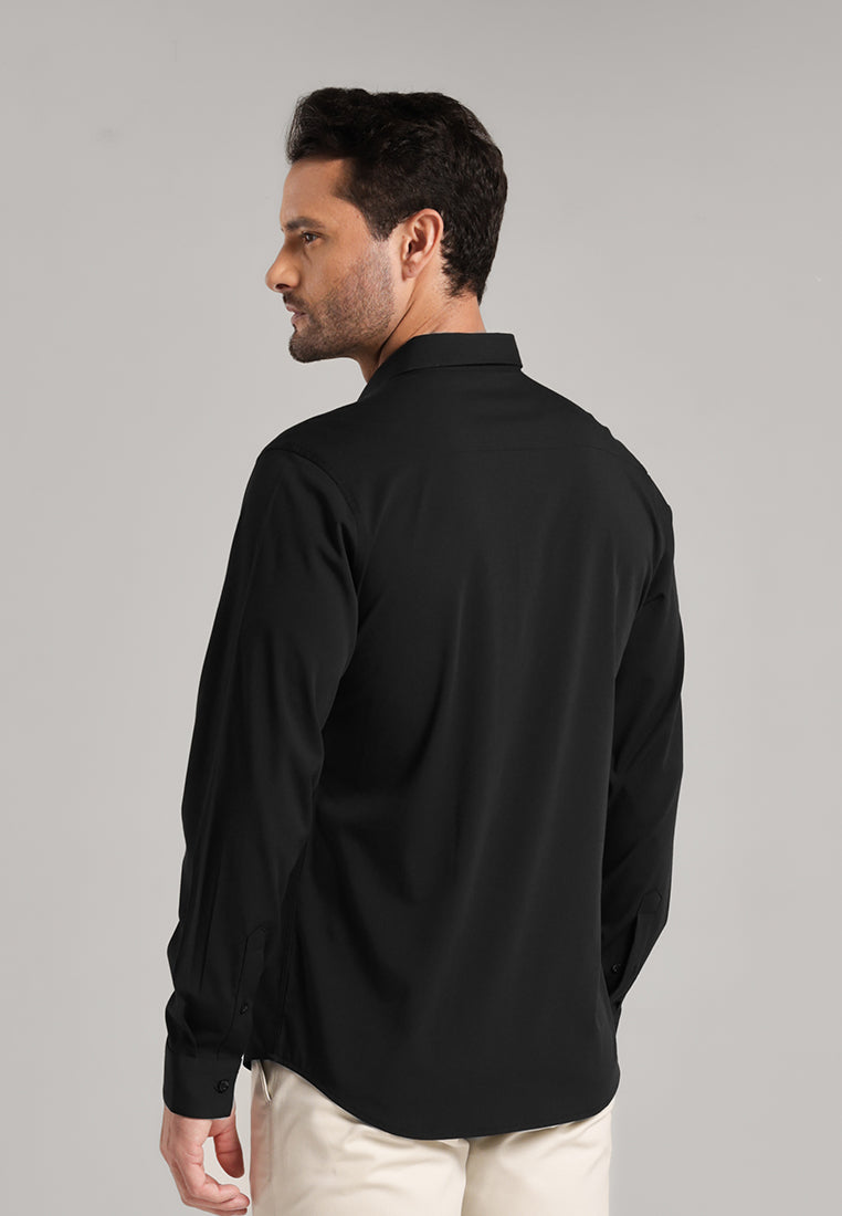 MOC - Kemeja Polos Pria Lengan Panjang Laredo - Black