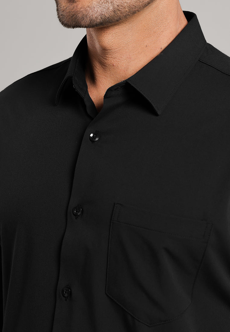MOC - Kemeja Polos Pria Lengan Panjang Laredo - Black
