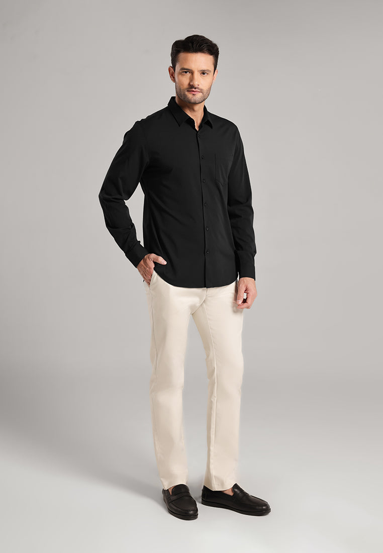 MOC - Kemeja Polos Pria Lengan Panjang Laredo - Black