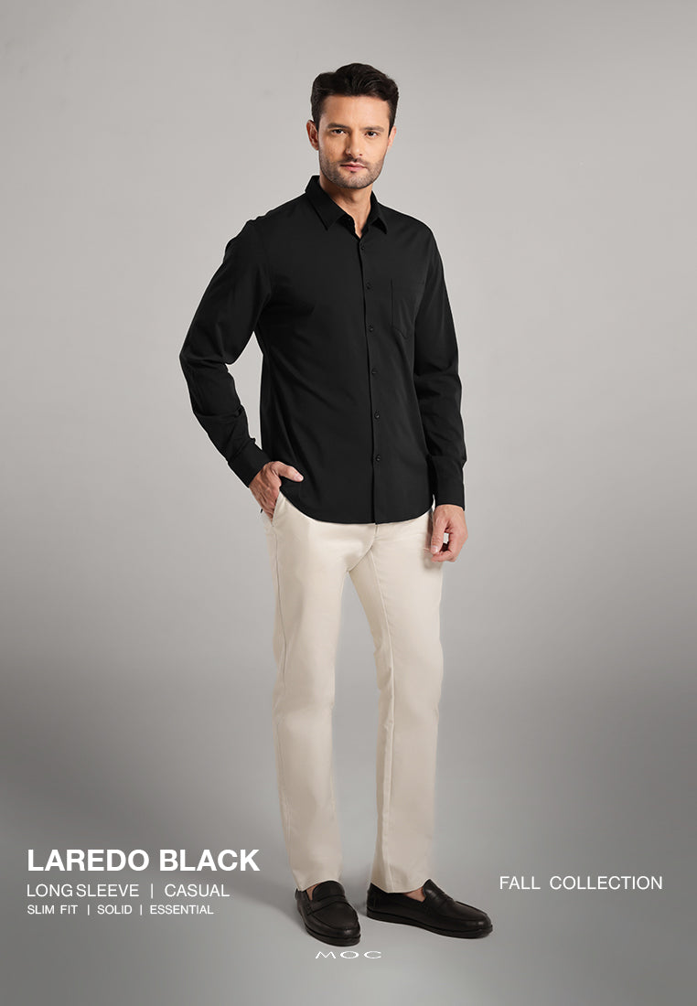 MOC - Kemeja Polos Pria Lengan Panjang Laredo - Black