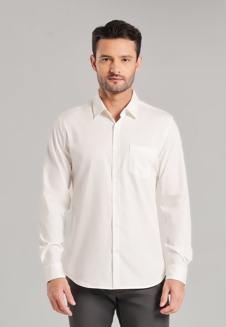MOC - Kemeja Polos Pria Lengan Panjang Laredo - White