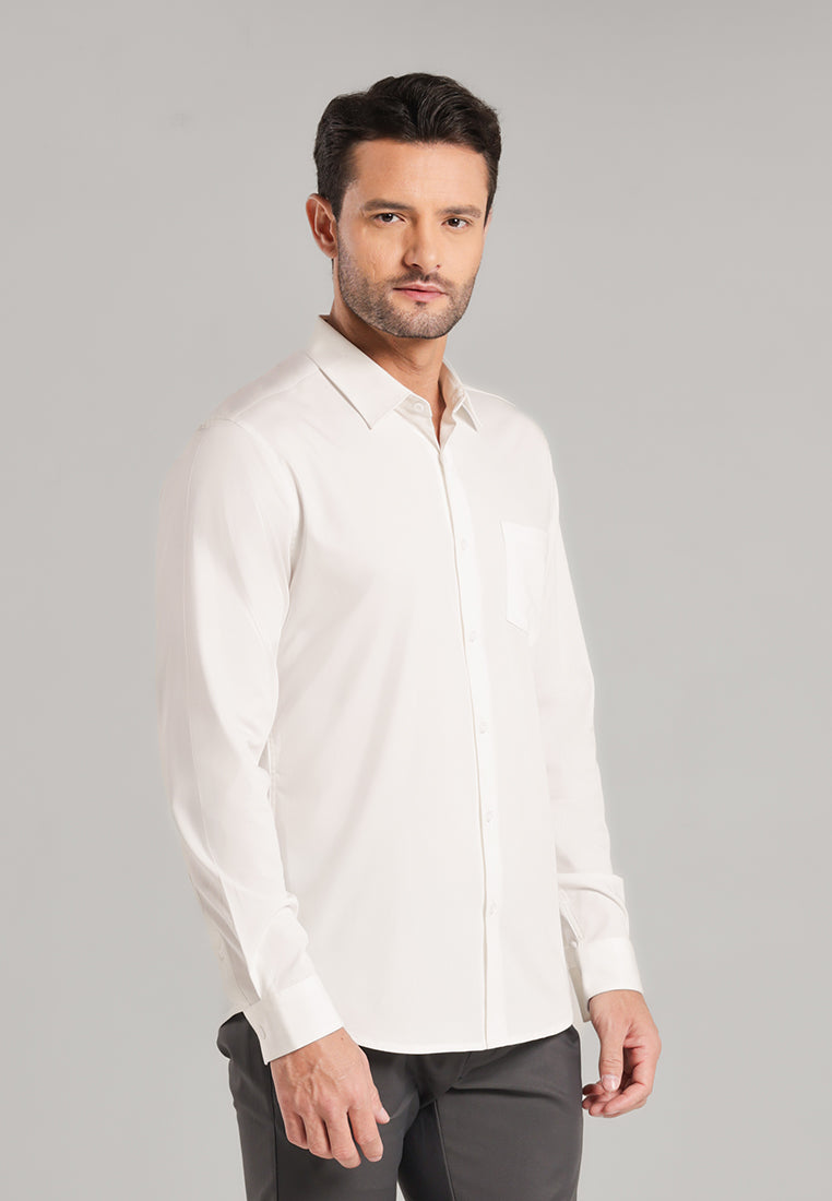 MOC - Kemeja Polos Pria Lengan Panjang Laredo - White