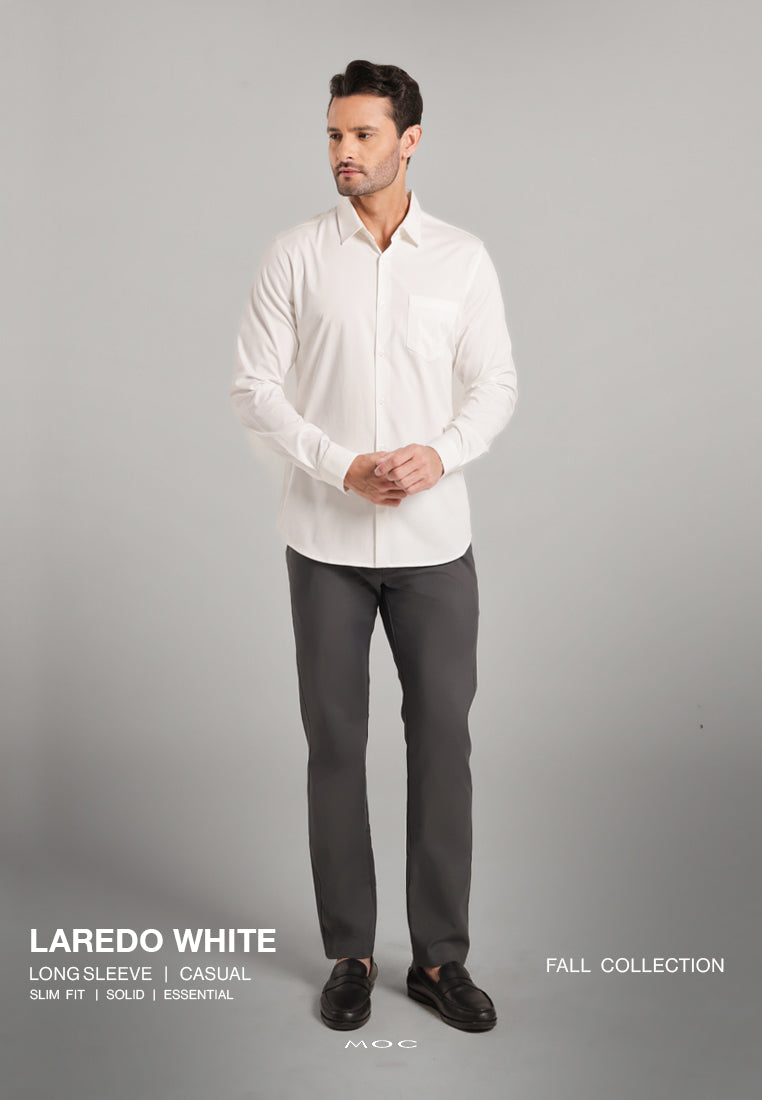 MOC - Kemeja Polos Pria Lengan Panjang Laredo - White