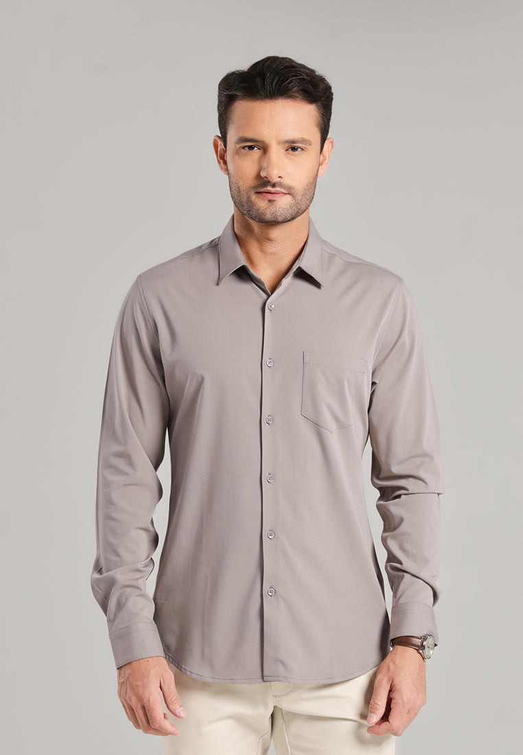 MOC - Kemeja Polos Pria Lengan Panjang Laredo - Grey