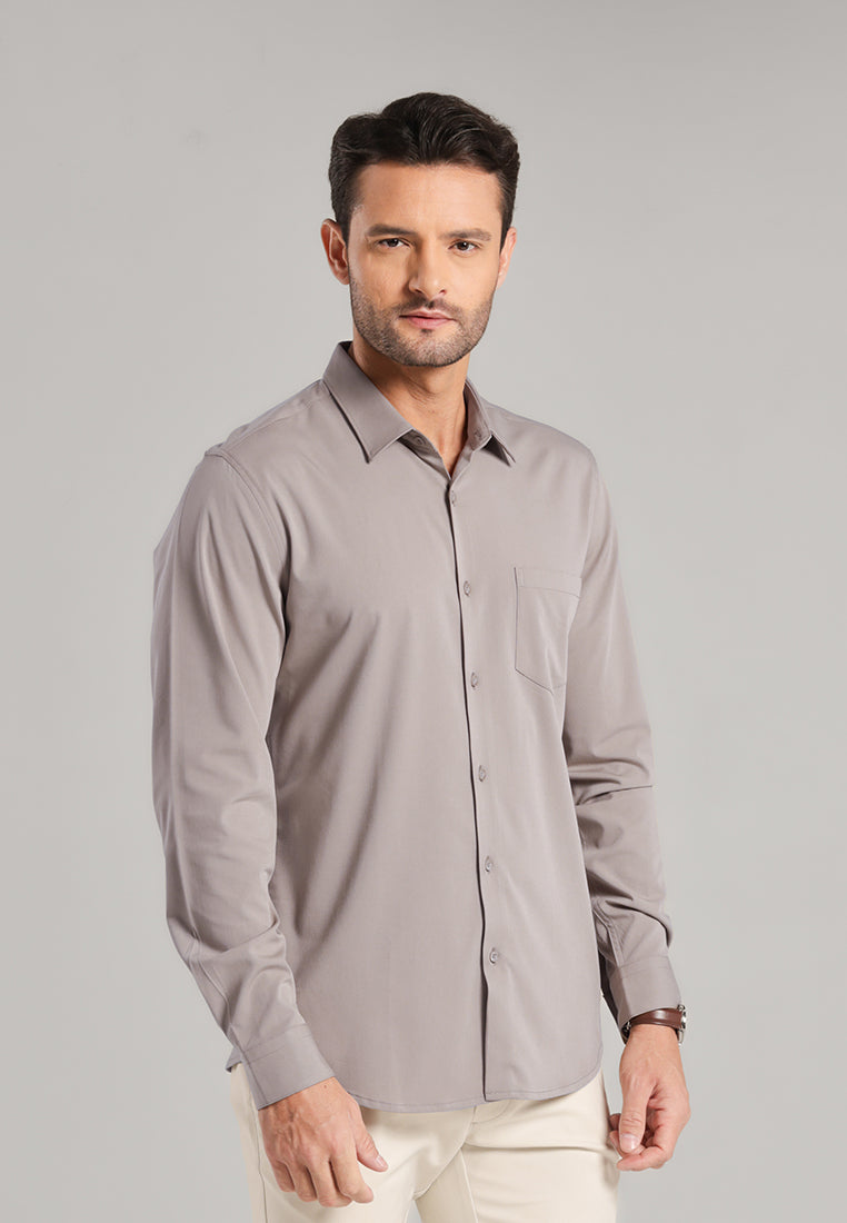 MOC - Kemeja Polos Pria Lengan Panjang Laredo - Grey